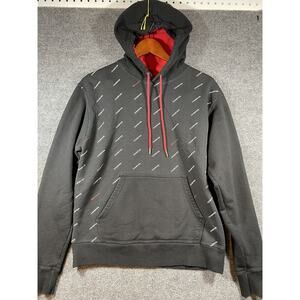 Champion Hoodie Men's Medium Black Logo All-Over Long Sleeve Drawstring Pocket